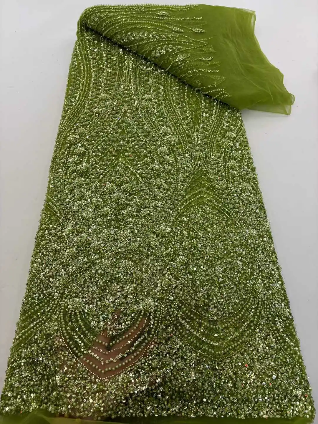 African Lace Fabric 2025 Sequins Beaded Embroidery Groom Nigerian Bridal High Quality French Tulle Lace Fabric for Wedding Z1663