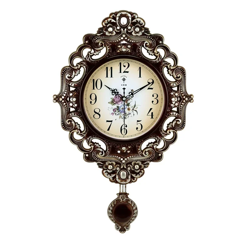 Luxury Large Wall Clock Pendulum Gold Silent Clock Vintage Living Room Retro Metal Wall Clocks Shabby Chic Home Decor Modren Hot