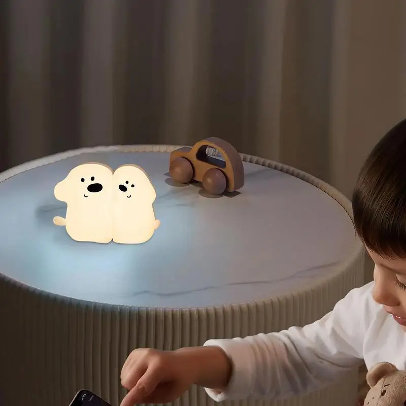 Kids Night Light Cartoon Puppy Shape Table Lamps Nursery Night Lights Dimmable Table Desk Lamp For Children Boys Girls