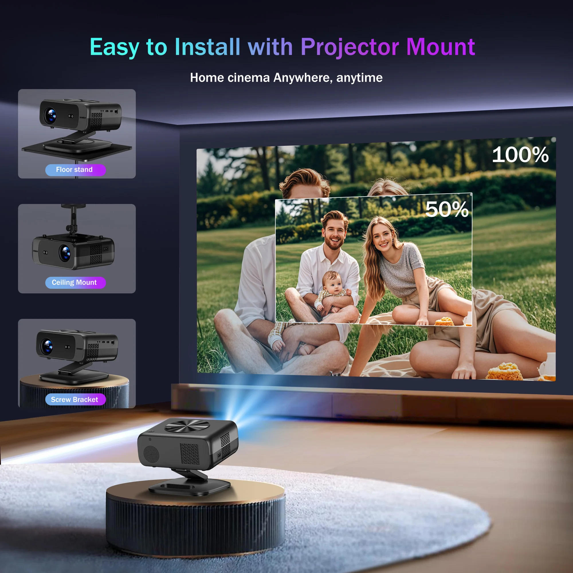 XIWBSY 26000 Lumen 4K WLAN-Projektor 6G WLAN Autofokus-Projektor Android TV Heimkino Tageslicht HDR Videoprojektor 8K Dekodierung – Detail 14