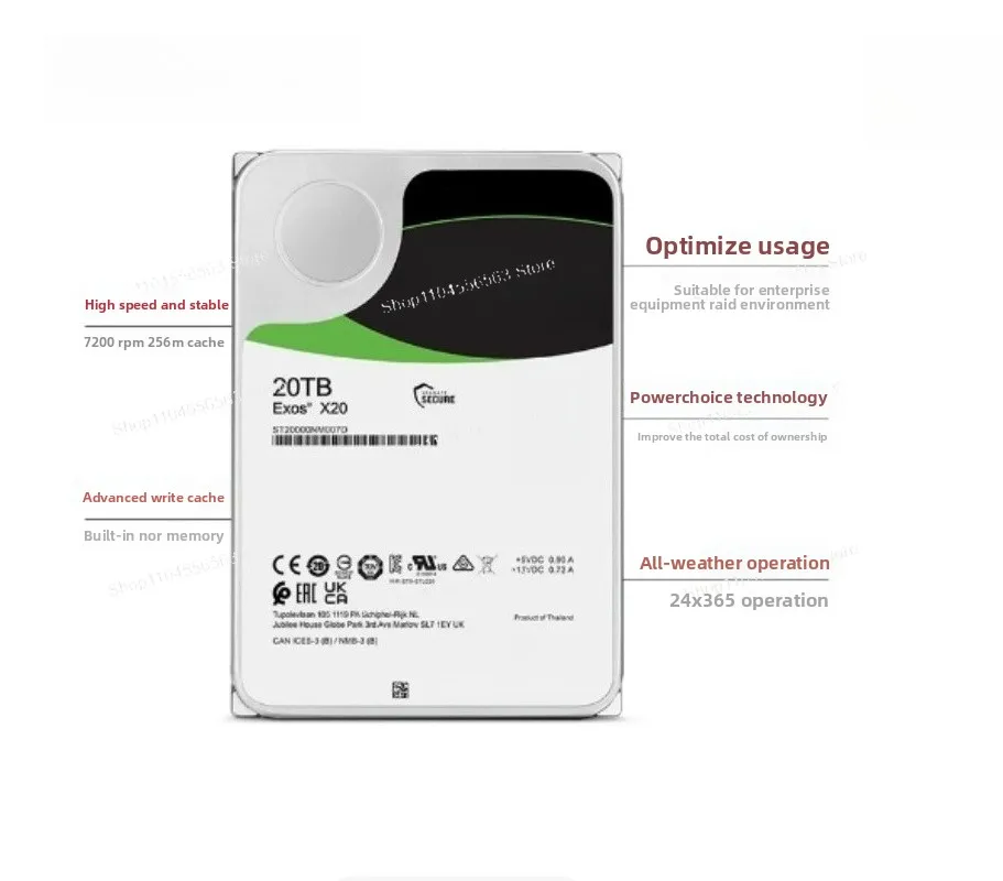 ST20000NM000D Seagate Exos X20 20TB 7200RPM SATA 6Gb/s 3.5