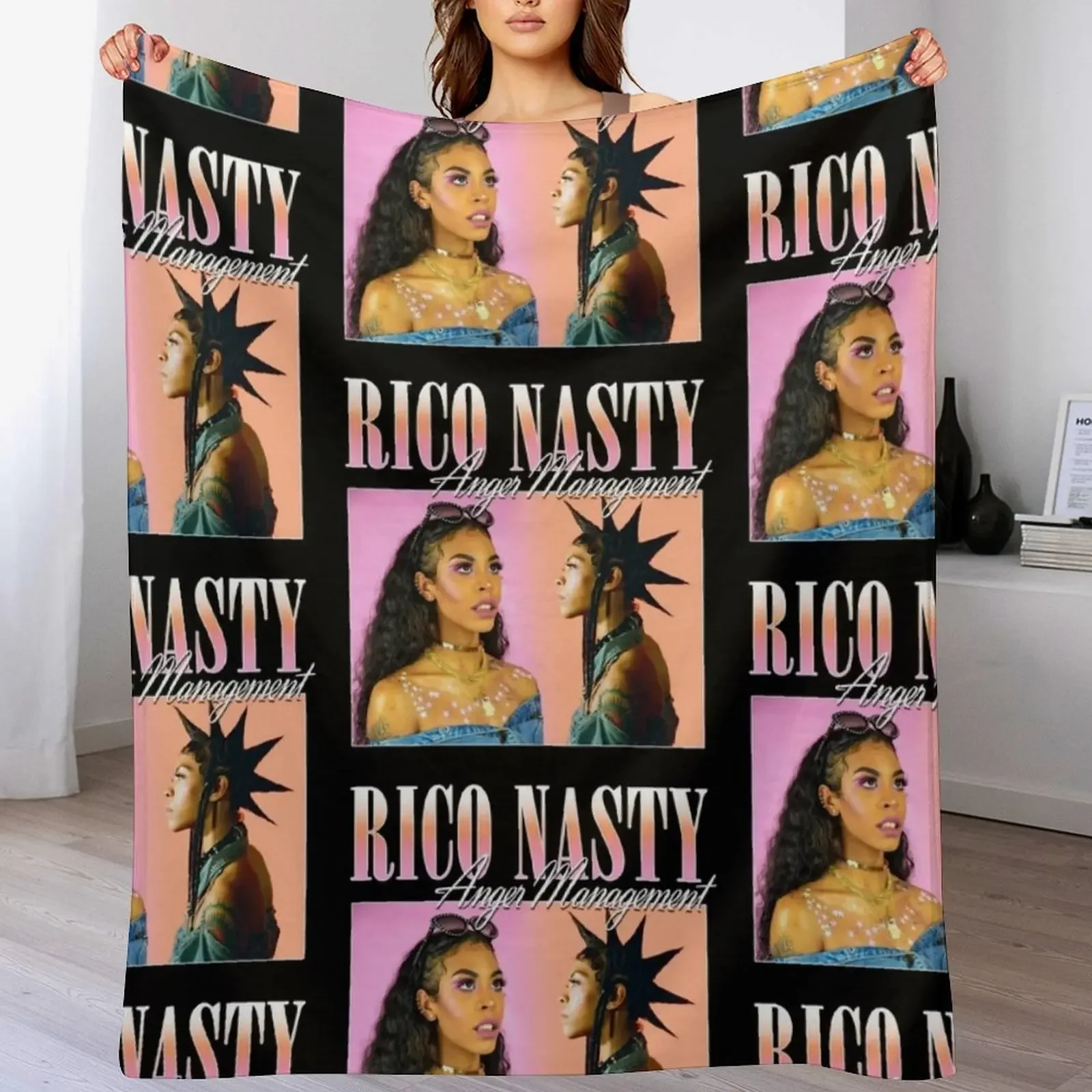 

RICO NASTY 90'S RETRO STYLE TEE Throw Blanket For Decorative Sofa warm for winter Vintage Flannels Blankets