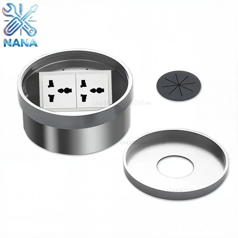 Round Embedded Invisible Floor Socket, Pure Flat and Ultra-thin Floor Insertion Socket, Inset and Hidden Foot Socket