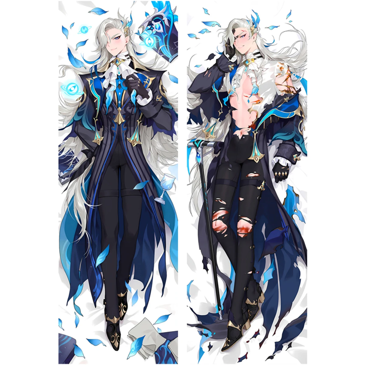 Neuvillette Large Dakimakura Cover Anime Male Long Life Size Equal Body Pillow Case Customized Printed Gift