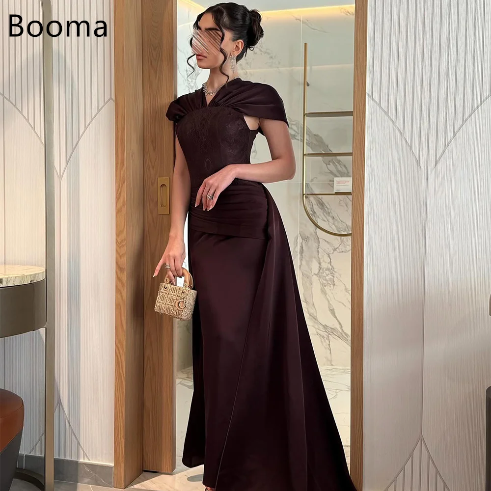 

Booma Elegant Mermaid Brown Off The Shoulder Lace Dresses Formal Party Gowns for Women Pleat Simple Prom Gown Customize 2025