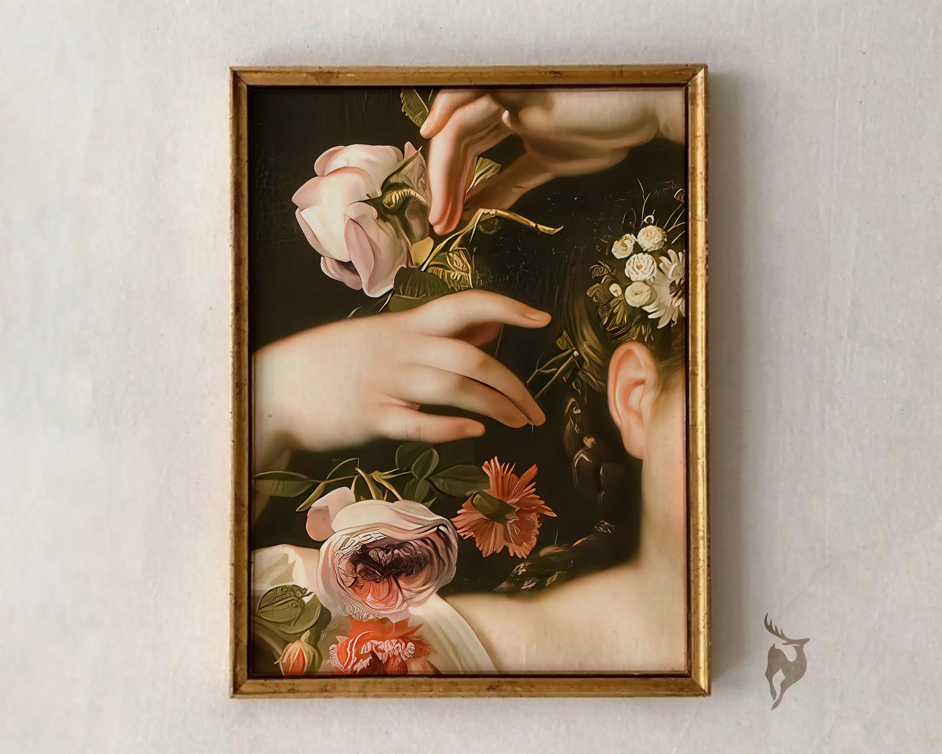 Feminine Woman Baroque Pearl Flower Vintage French Portrait Poster Print Wall Art Pictures Canvas Painting Room Home Decor Gift