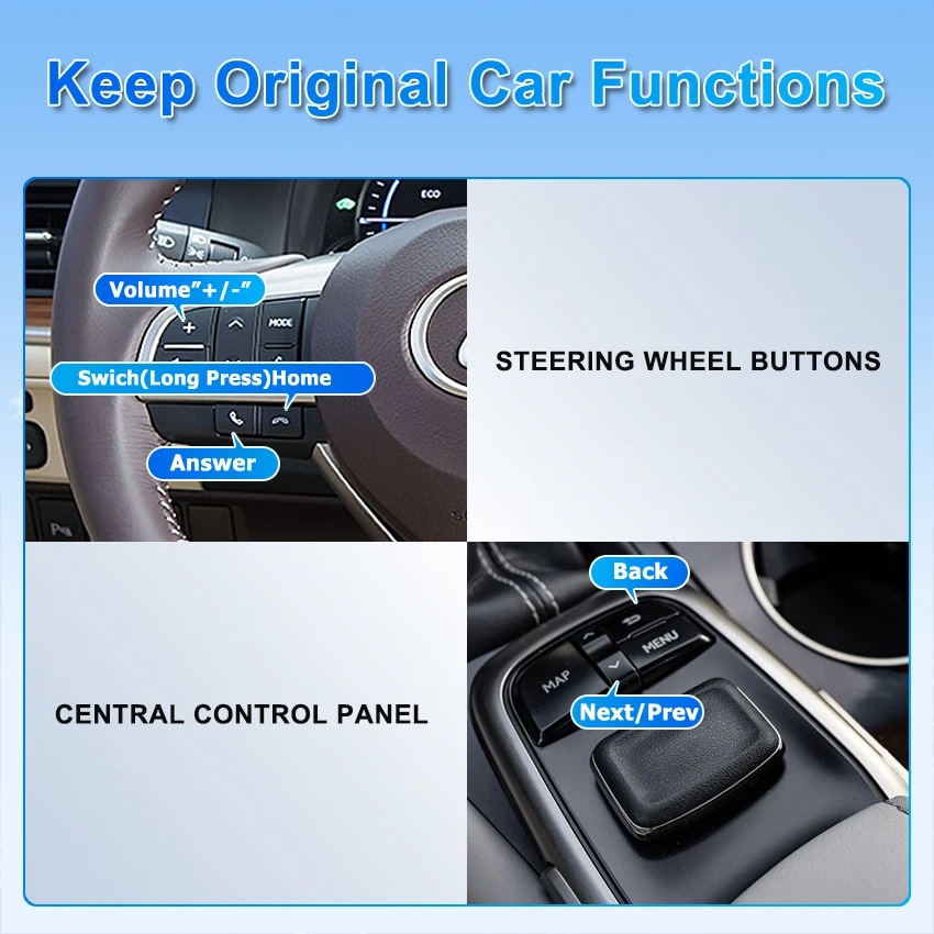 CarPlay Android Auto اللاسلكي لكزس ES NX LX RX IS GS RC LS LC UX GX CT200h، مع وصلة مرآة AirPlay Siri للملاحة الصوتية