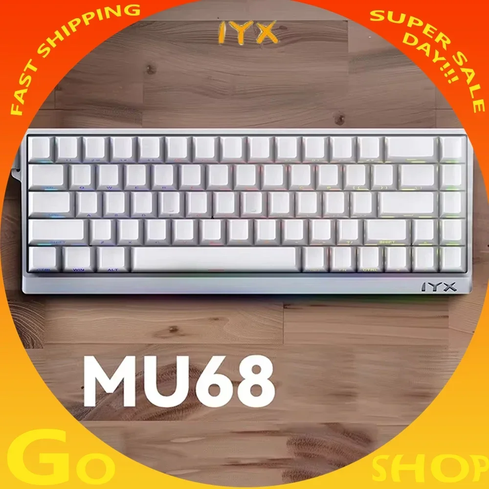 In-stock IYX MU68 Pro Magnetic Switch Keyboard Aluminum Alloy 8K Quick Trigger Low Delay Gaming Keyboard Pc Gamer Varolant Gifts