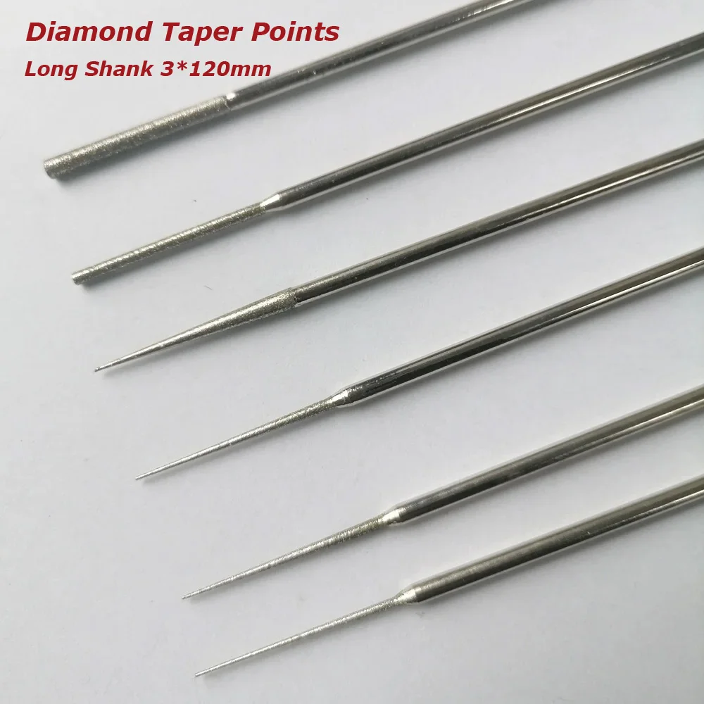 5pcs/6pcs Taper Points Cylindrical File Agate Jade Drilling Amber Hole Dilated Grinding Needle Long Shank 3*120mm