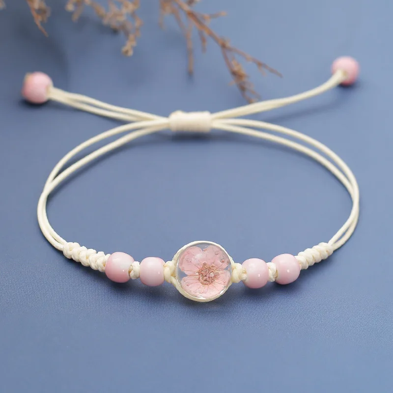 Starry Sky Dried Flower Bracelet Female Student Eternal Flower True Flower Bracelet Simple and Versatile Ceramic Jewelry