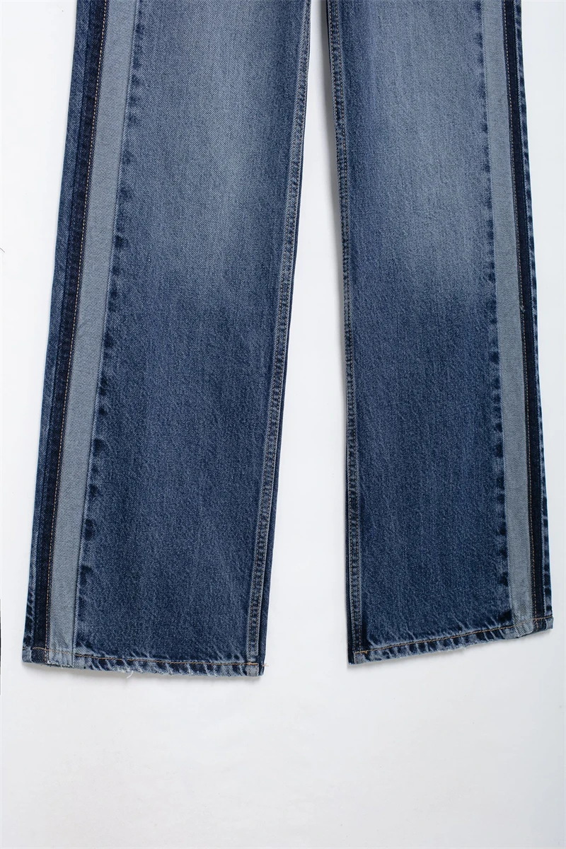 TRAF Women\'s Jeans 2024 New Light Color Wide-Leg Loose Jeans Waist Button Cinched Waist Design Casual and versatile jeans