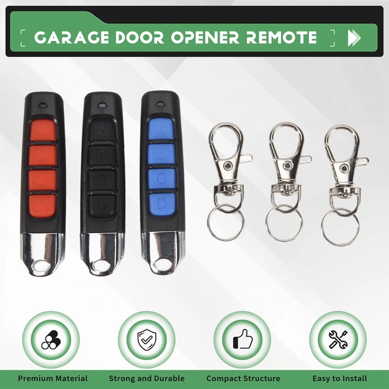 3 uds Universal 4 botones clave abridor de puerta de garaje duplicador de Control remoto nuevo Control remoto de puerta de garaje 433MHZ
