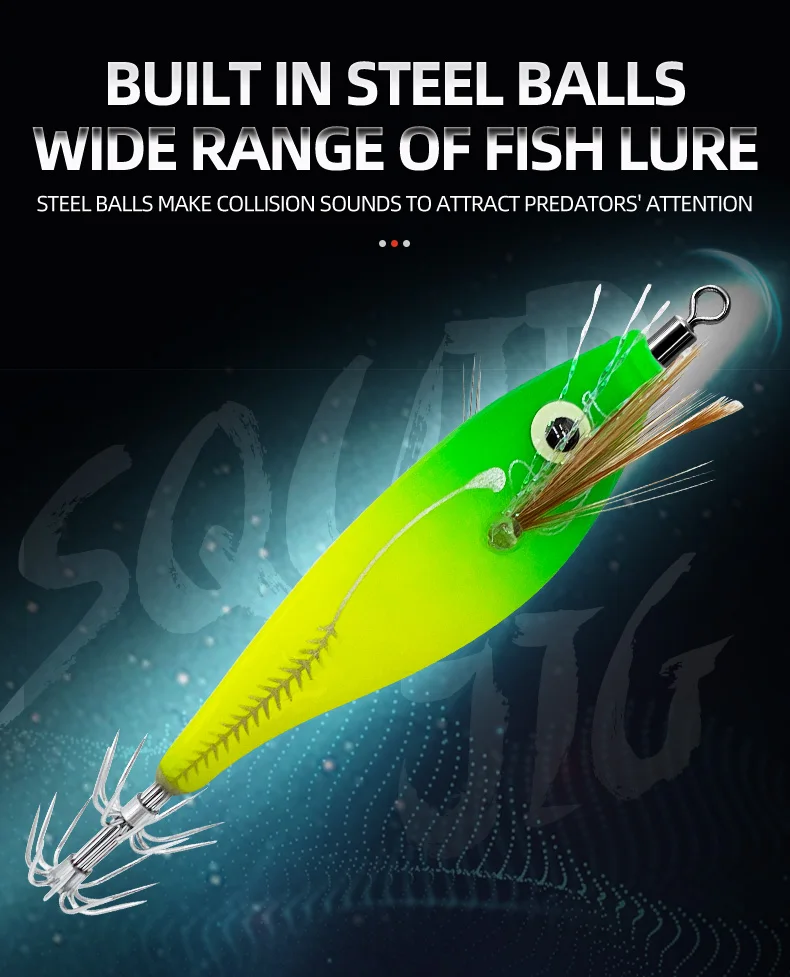 ShareShark 8,5/9,5cm Leuchtende Horizontale Jig-Holzgarnelen-Tintenfischhaken 5 Stück Angelköder Oktopus Tintenfisch Garnelen Salzwasserköder – Detail 4