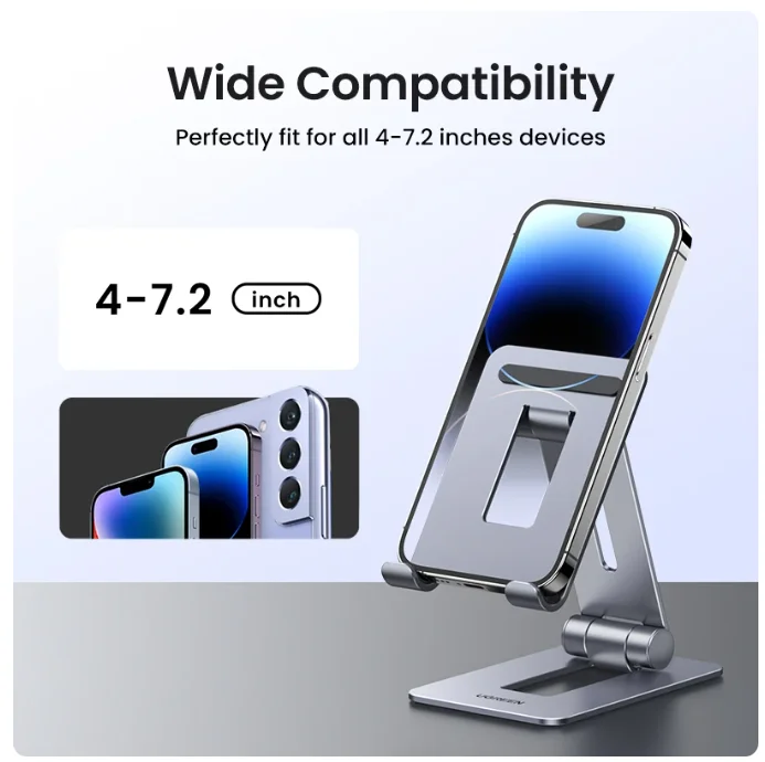 Soporte para teléfono UGREEN, soporte portátil de escritorio de aluminio de alta calidad para teléfono móvil, ajustable libremente