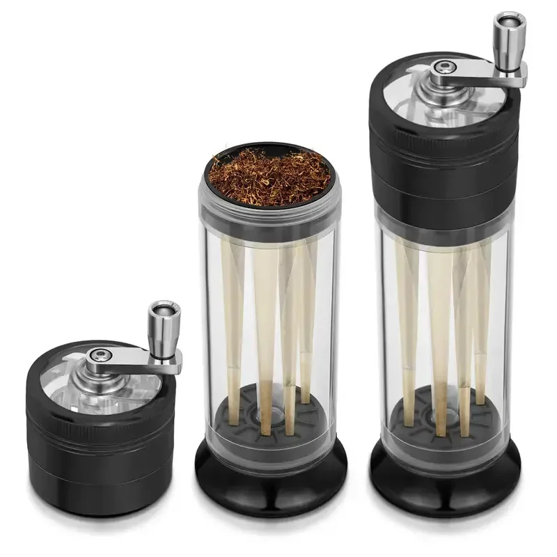 4 layer Herbal Grinder Roller With Handle Manual Metal Crank Grinder Spice Herb Tobacco Grinders