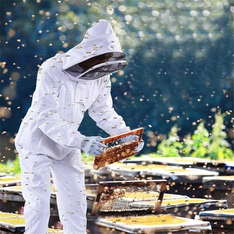 D8KF Beekeeper for Protection Suit with Gloves L/XL/XXL Professional Bee Outfit Overall Protector Suits Utility Beekeeping Su
