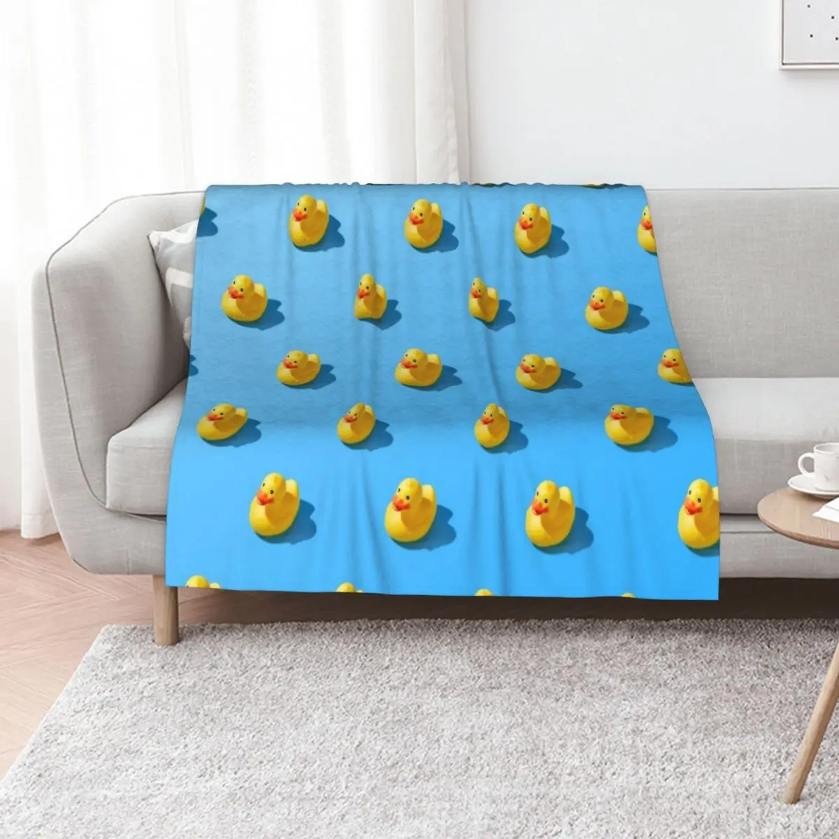 Flat Lay Creative Summer Yellow Rubber Duck Pattern High Quality Photo Throw Blanket Cute Picnic Cute Plaid Blankets
