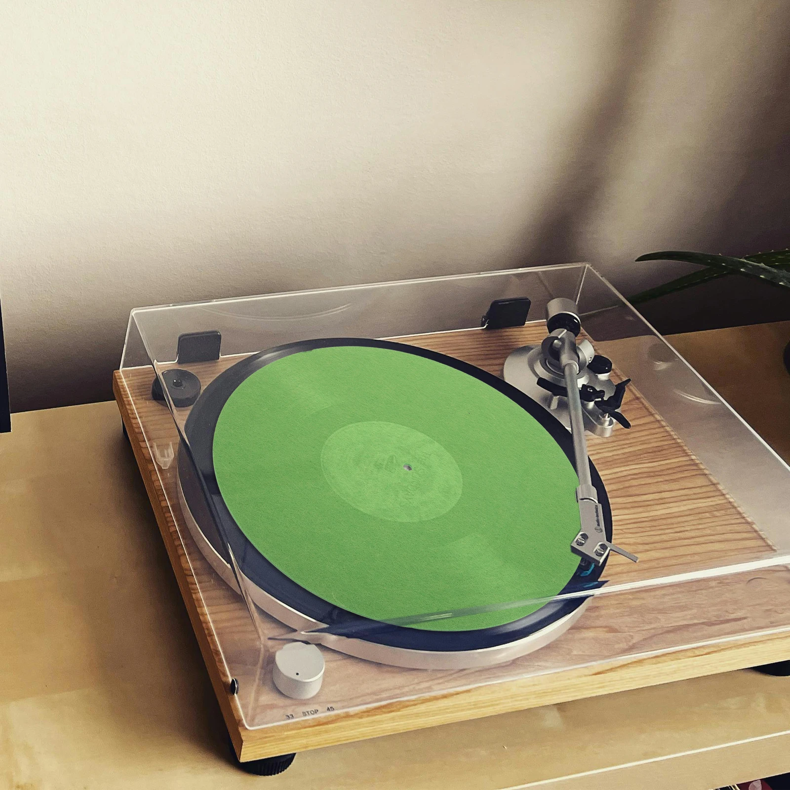 

2pcs Green Mat Felt Turntable Durable Vinyl Pads Protective Stable Long Record Player Home Accessories