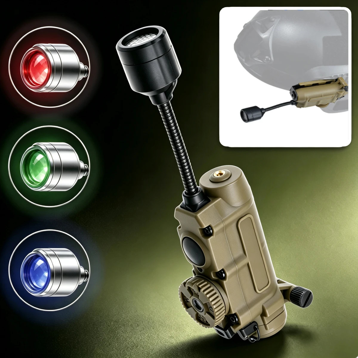 Tactical Survival Rattlesnake Helmet Light Red Green White IR Flashlight Helmet Mount Lamp For CS Wargame Outdoor Hunting