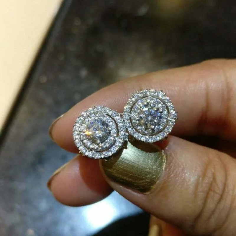 CAOSHI Bright Round Cubic Zirconia Stud Earrings for Women Fashion Contracted Style Elegant Accessories Daily Wearable Earrings