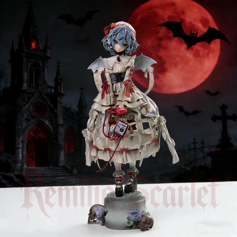 

Фигурка Touhou Project Ремилия Скарлет 27 см в костюме медсестры, платье-клетка, аниме-статуэтка девушки-вампира, готический декор, подарок