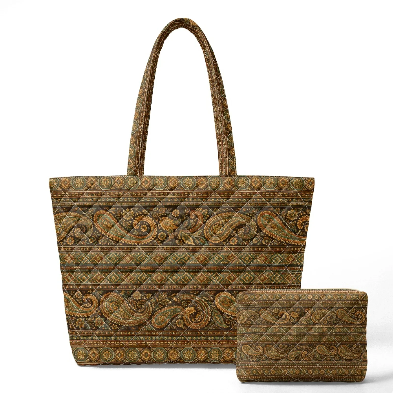 Coloranimal Vintage Floral Pattern Set of 2 Portable Quilted Shoulder Bags for Excursions New Trend