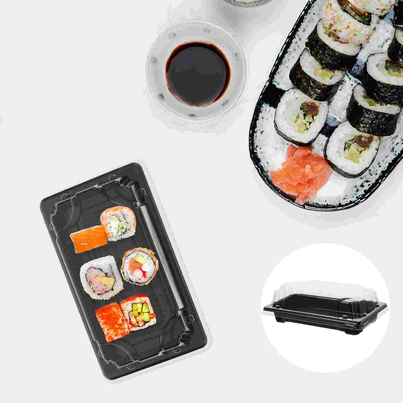 100pcs Sushi Box Packing Boxes Take Out Food Containers with Lids Packaging Bakery Takeout Disposable