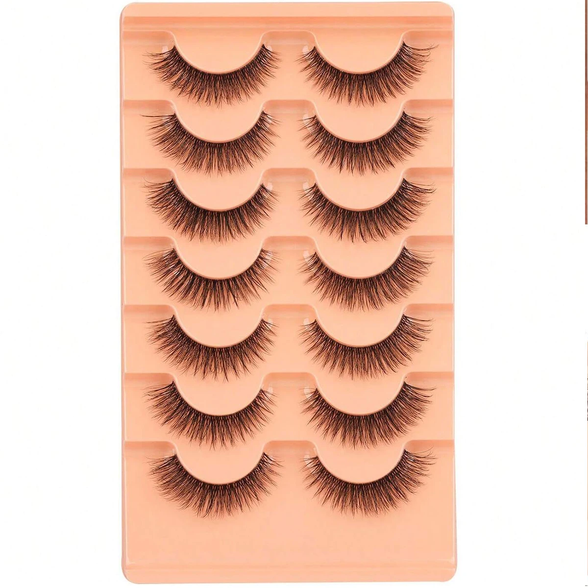 7 Pair 12MM Lashes Mink False Eyelashes Natural Wispy Lashes Soft Faux Mink Lashes Fluffy False Lashes