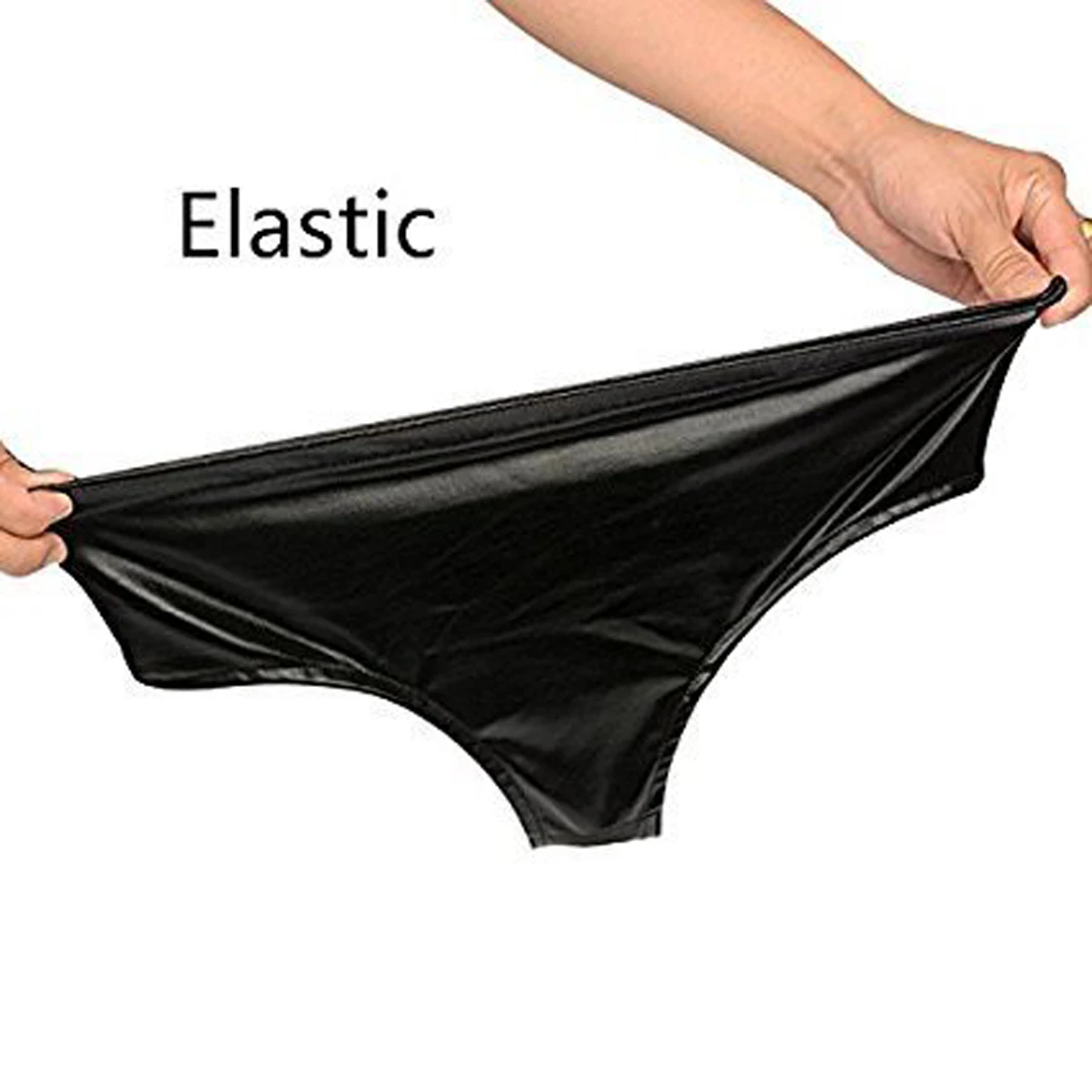 Sexy Women Silicone Inside Dildo Patent Leather Panties Briefs Rubberized Pants Anal Butt Penis Plug Chastity Underwear Sex Toys