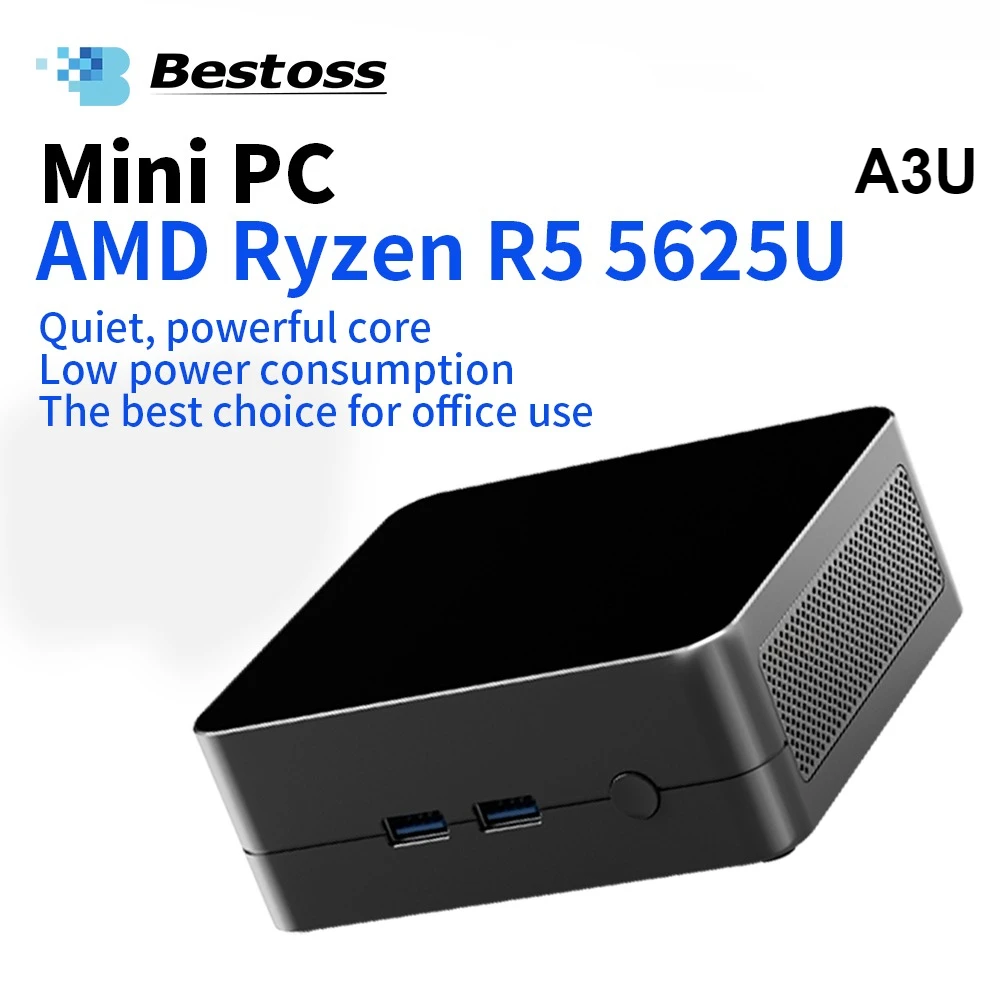 Bestoss A3U Mini PC AMD Ryzen 5 5625U 16GB DDR4 3200MHz RAM 2TB ROM 4K 60Hz mini pc Windows11 pro Gaming Computer desktop