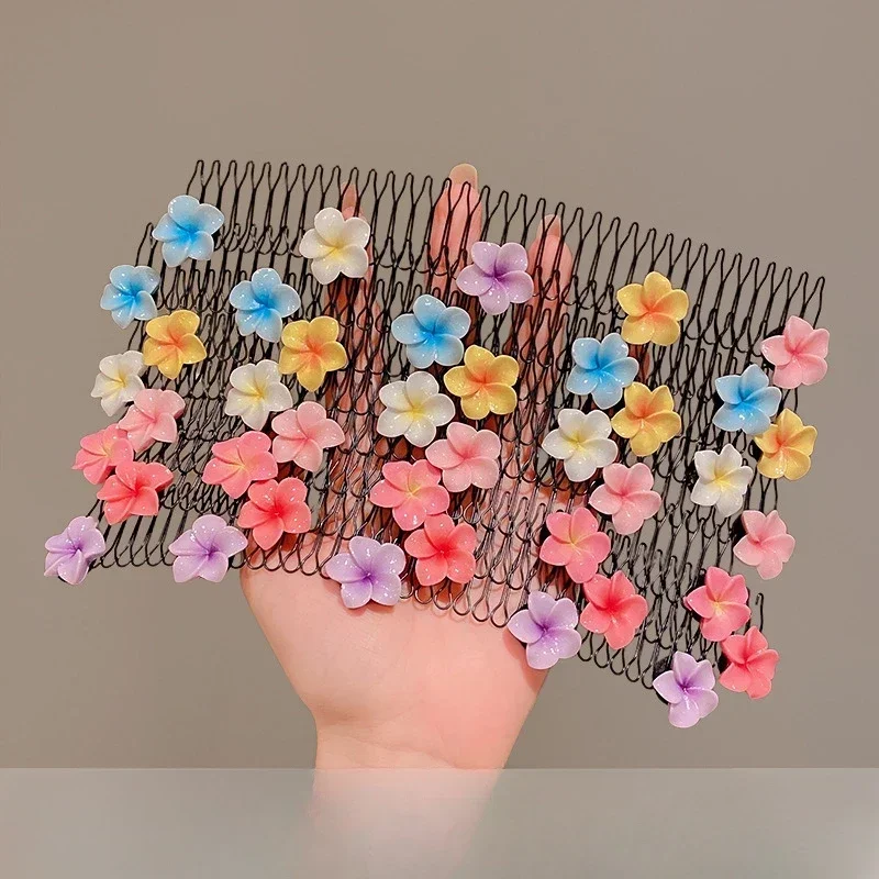 Broken Hair Organizer Women Girls Flower Sweet Hairpin Clip Invisible Bangs Fixed Insert Comb Tiara Headband Accessories Braider