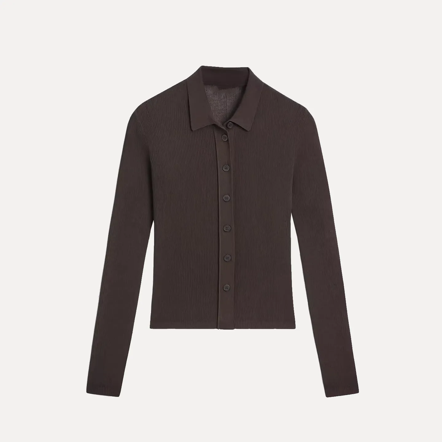 

2025 Winter New Women's Faion Personali Simple Long Sve Open Cardigan Z Brand Knitted Sweater Flip Collar Button