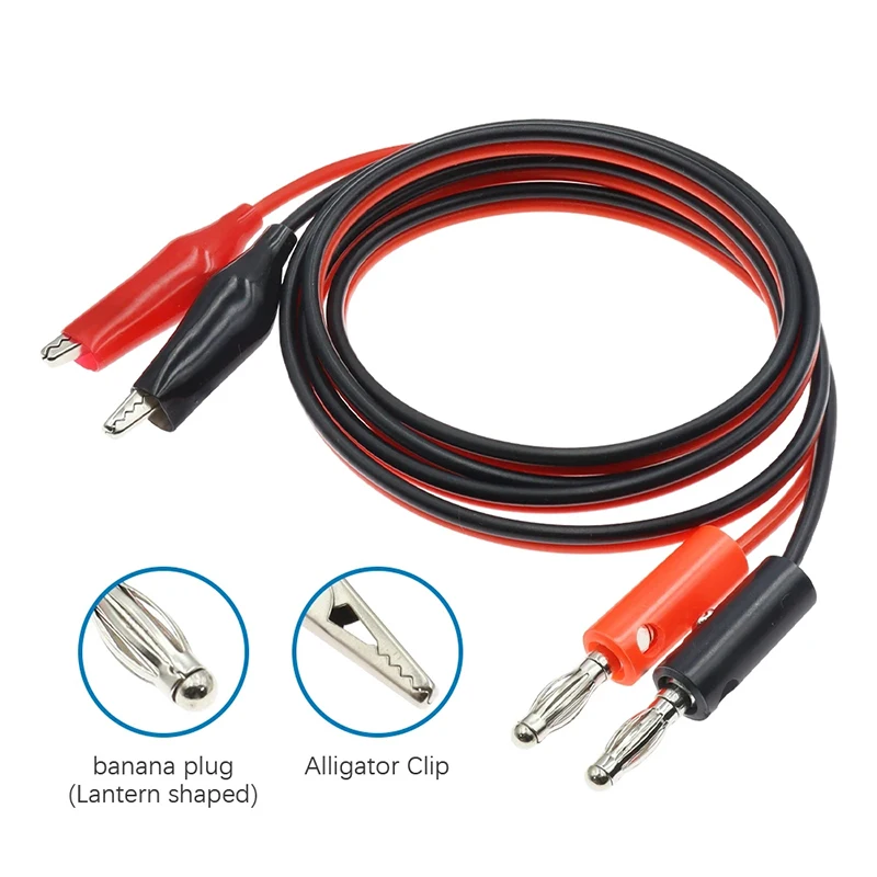 2pairs 1M Alligator Cilp to Banana Plug Test Cable Lead Connector Dual Tester Probe Crocodile Clip for Multimeter Measure Tool