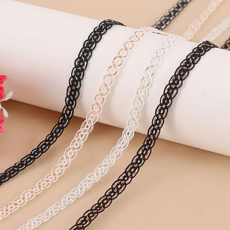 

Новая кружевная тесьма 5 м/196,85 дюйма для одежды, аксессуаров, пижам, штор, из вискозной тонкой нити, двойная 8-образная кружевная тесьма