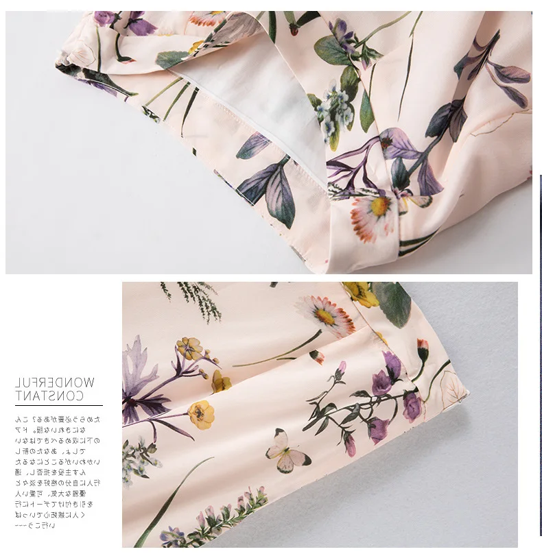 Birdtree Summer Elegant 100% Real Silk Skirt High Waist A-line Vintage Ink Print Invisible Zipper Long Skirts Women B36553QM