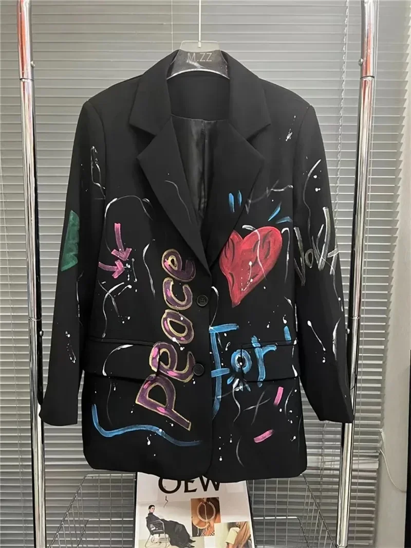 Colorful Graffit Print Coat Women High Street Style Blazers Bomber Street Jacket Casaco Feminino Letters Printing Blazers NZ120
