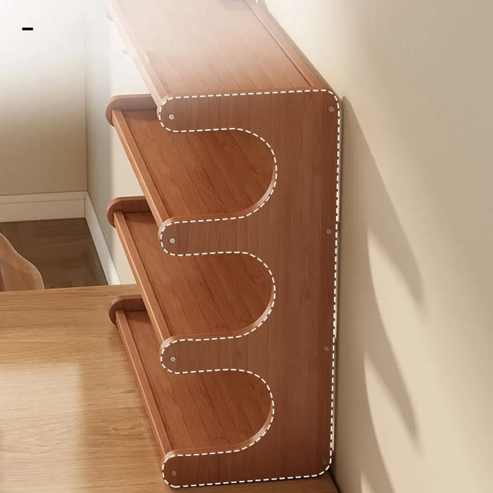 2/3 Tiers Desktop Storage Rack Space-saving Compact Wood Tabletop Stand Multi-functional Easy-to-assemble Desk Bookshelf