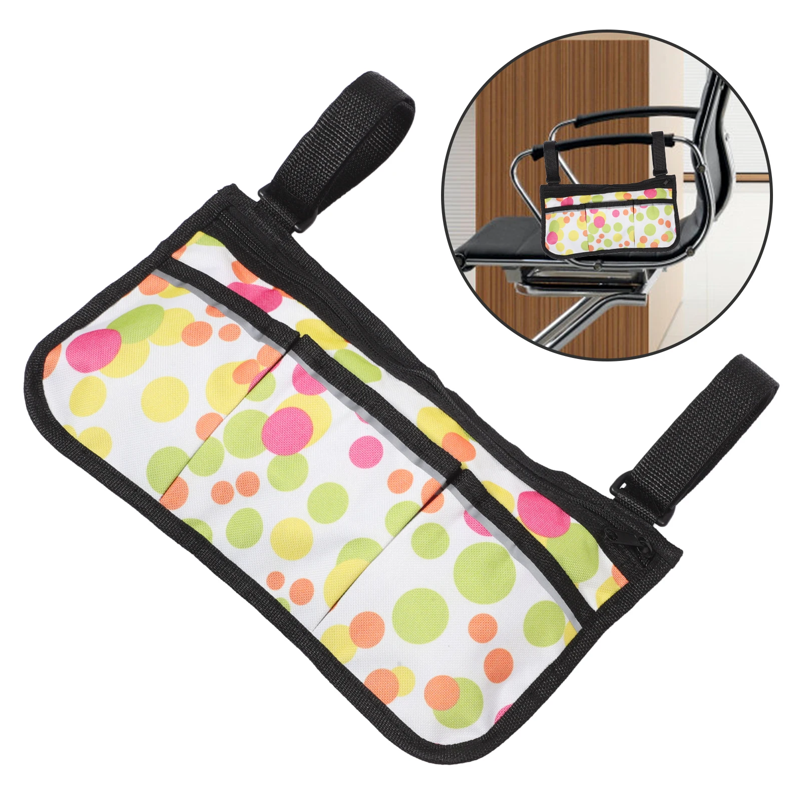 

Wheelchair Side Bag Oxford Cloth Durable Adjustable Strap Armrest Storage Bag Large Capacity Hanging Organizer for Seniors