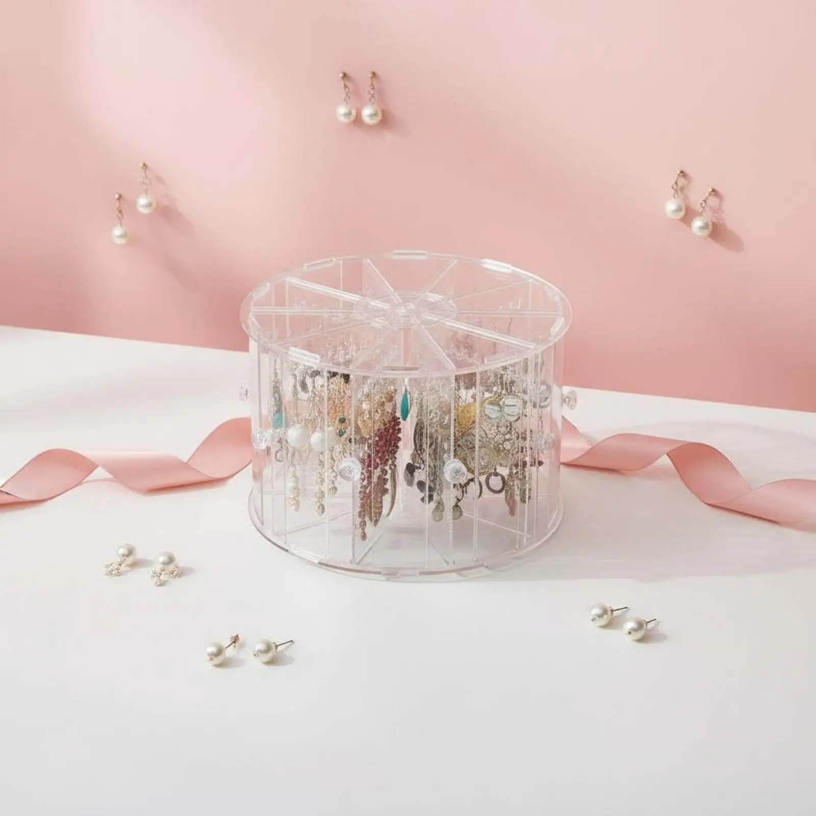 Rotating Earring Stand Large Capacity Rotating Earring Holder Transparent Design