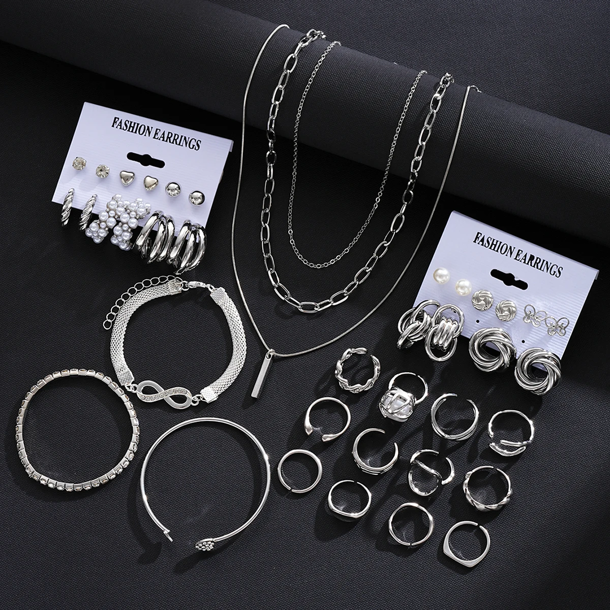 Minimalist Ring Stackable - 30Pcs Minimalist Stackable Jewelry Set Silver