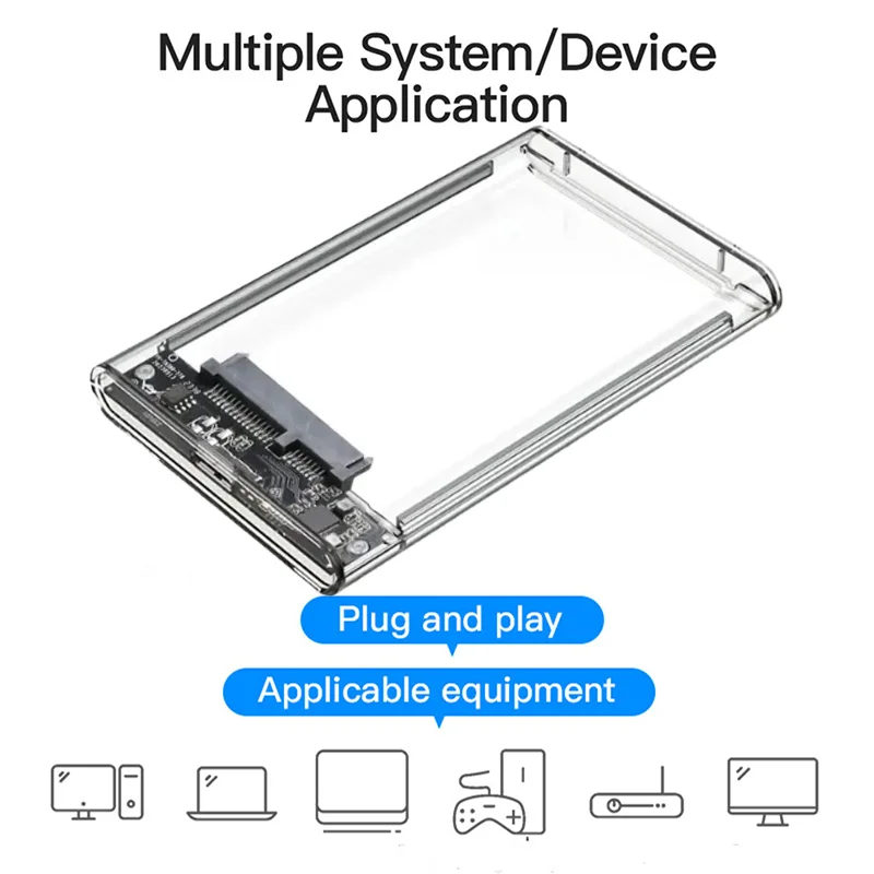2.5" Hard Drive Enclosure, Ultra-Fast 5Gbps，ABS Material, Tool-Free External Storage Case for 7mm/9.5mm SATA HDD & SSD view 5