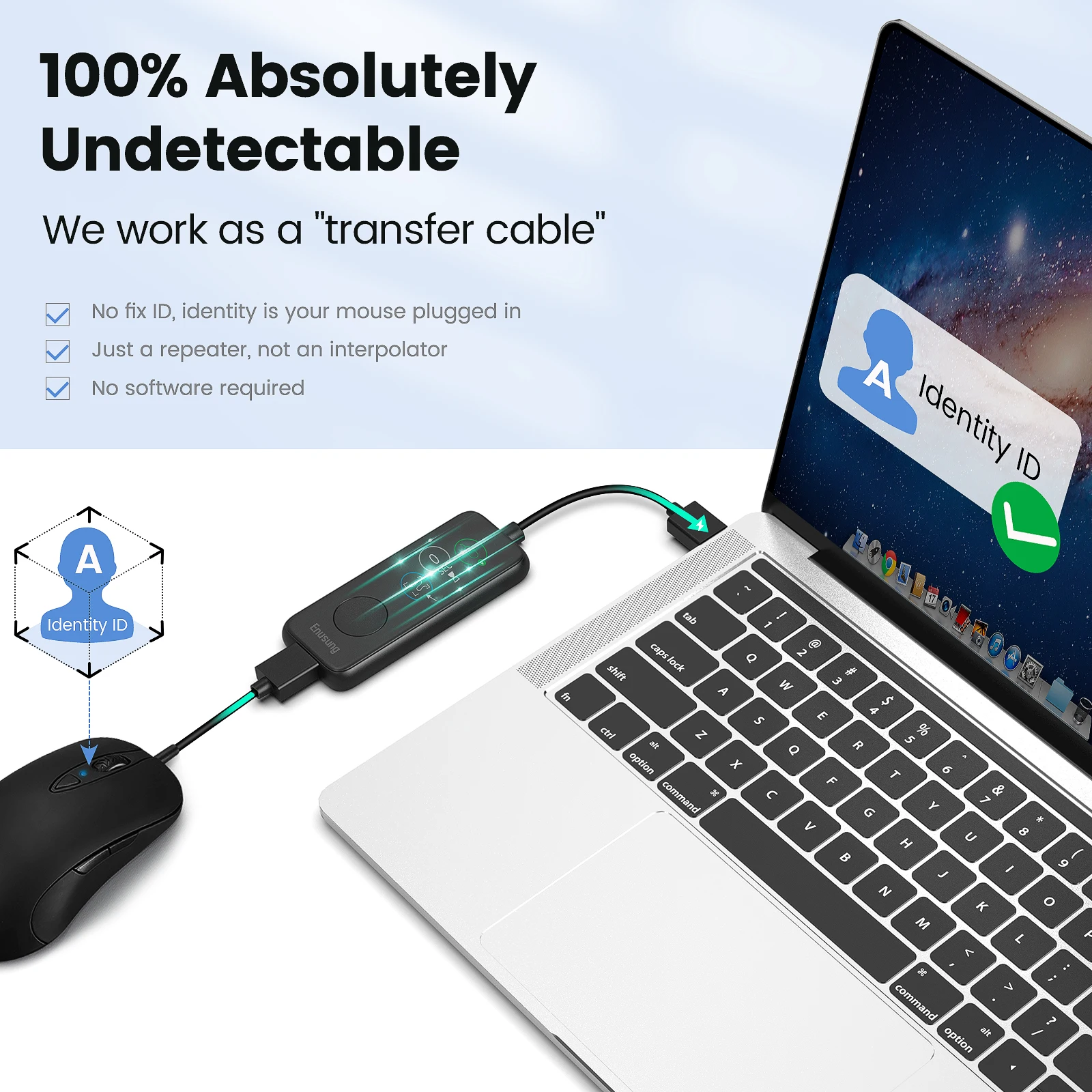 Fully Automatic Mouse Jiggler 100% Absolutely Undetectable USB Mouse Mover with HD Screen, Countdown Adjustable and 3 Tr