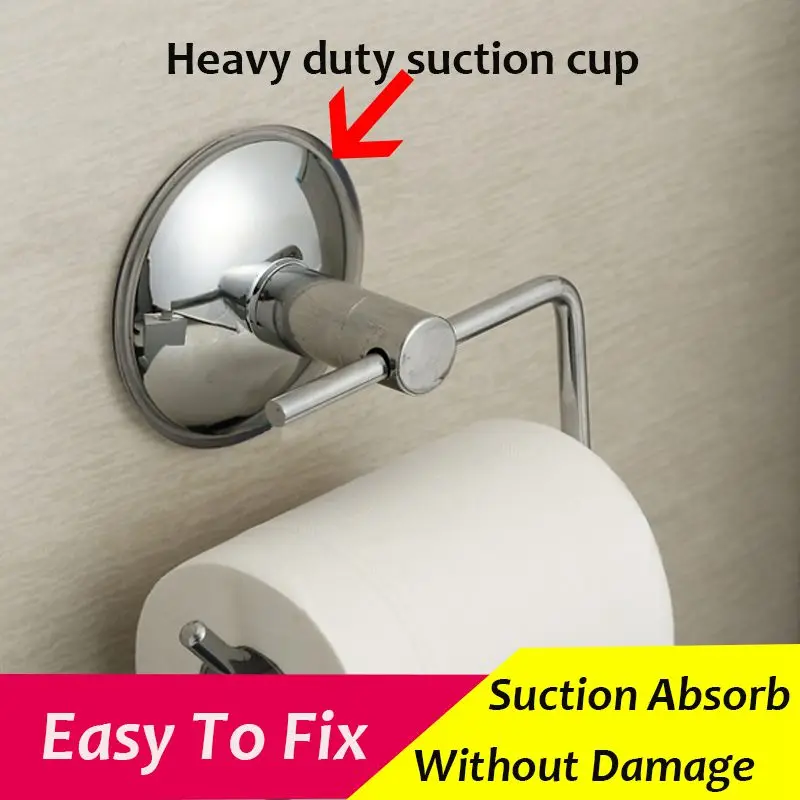 AB13-Stainless Steel Bathroom Toilet Paper Holder Roll Holder Tissue Bar Holder Wall Mounted By Air Vacuum Suction Cup