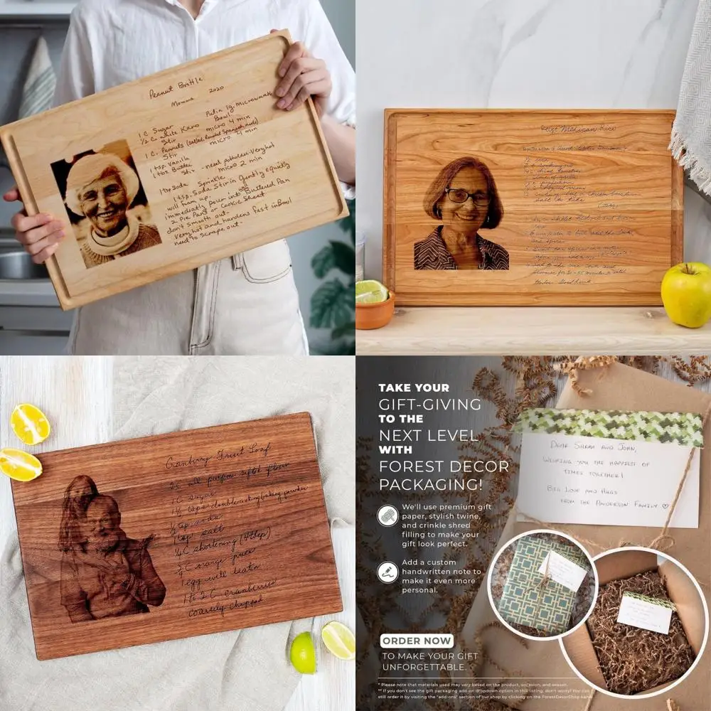 

Engraved Recipe Cutting Board: A Family Keepsake with Photo for Mother's Day and Grandma Gifts