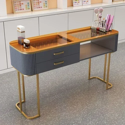 

Exquisite Manicure Table Powder Cabinet Designer Modern Nail Table Commercial Mesa Pra Manicure Nail Bar Furniture MQ50NT