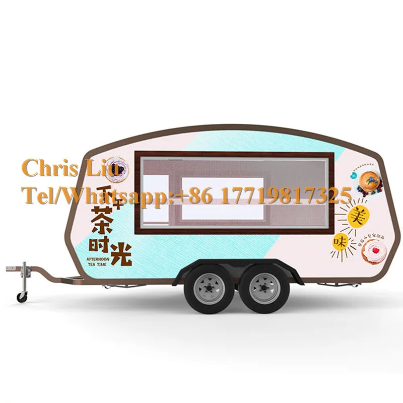 Colorful food van cart food truck 4.2m long street shop cart mobile trailer