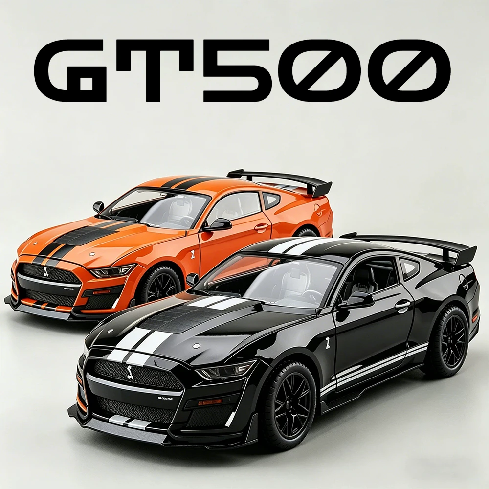 Large Scale 1:18 Mustang GT500 GTR Car Model Toy Doors Opened Alloy Diecast Miniature Vehicles Models Gifts for Father