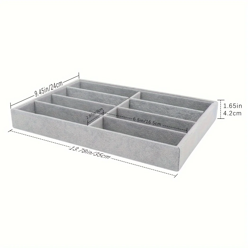 Gray Glasses Organizer, Jewelry  Tray, 8-grid Velvet Watch  Tray, Stackable Jewelry Display  Box