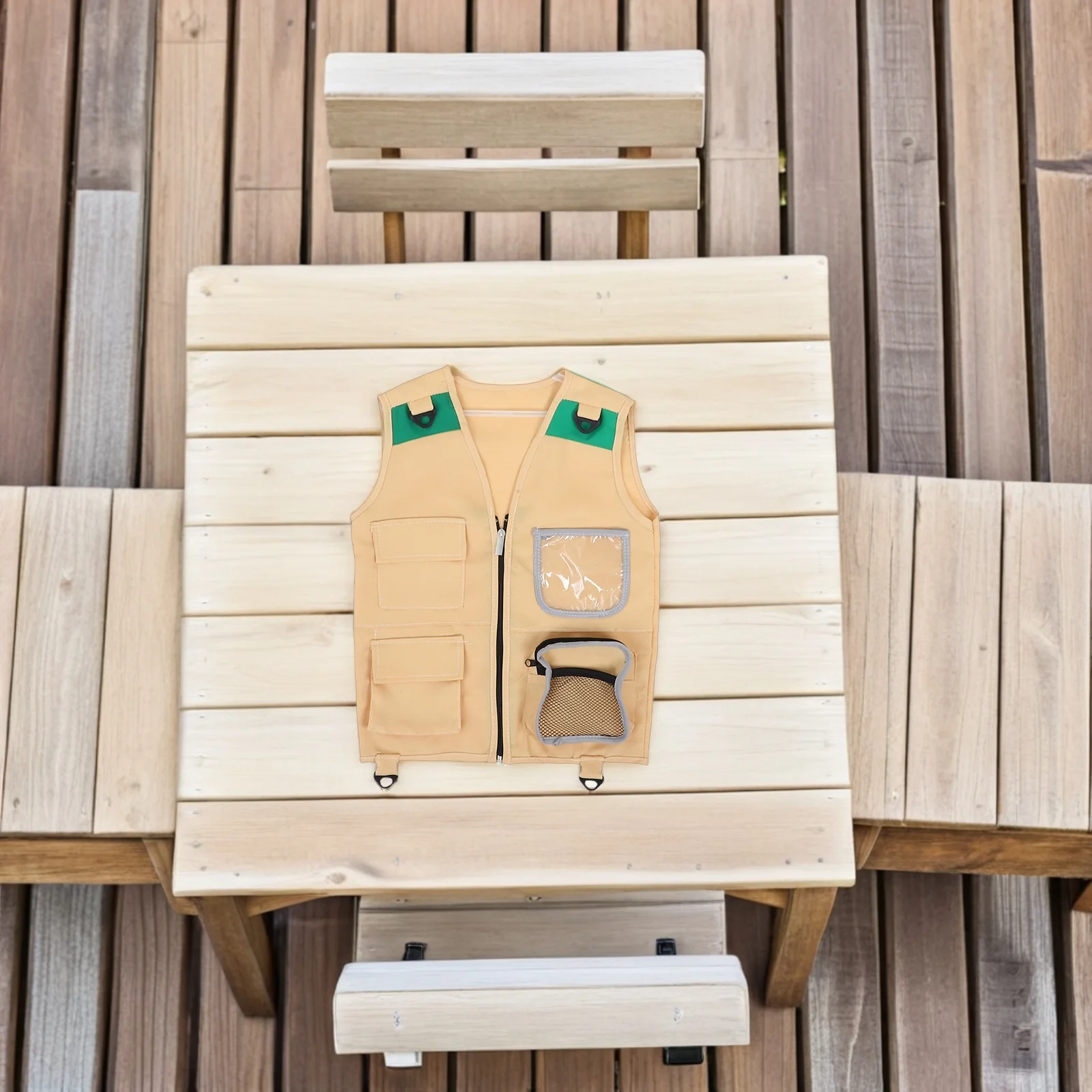 1 ensemble 1 ensemble gilet chapeau Kit léger respirant en plein air pour enfant Camping pêche Exploration