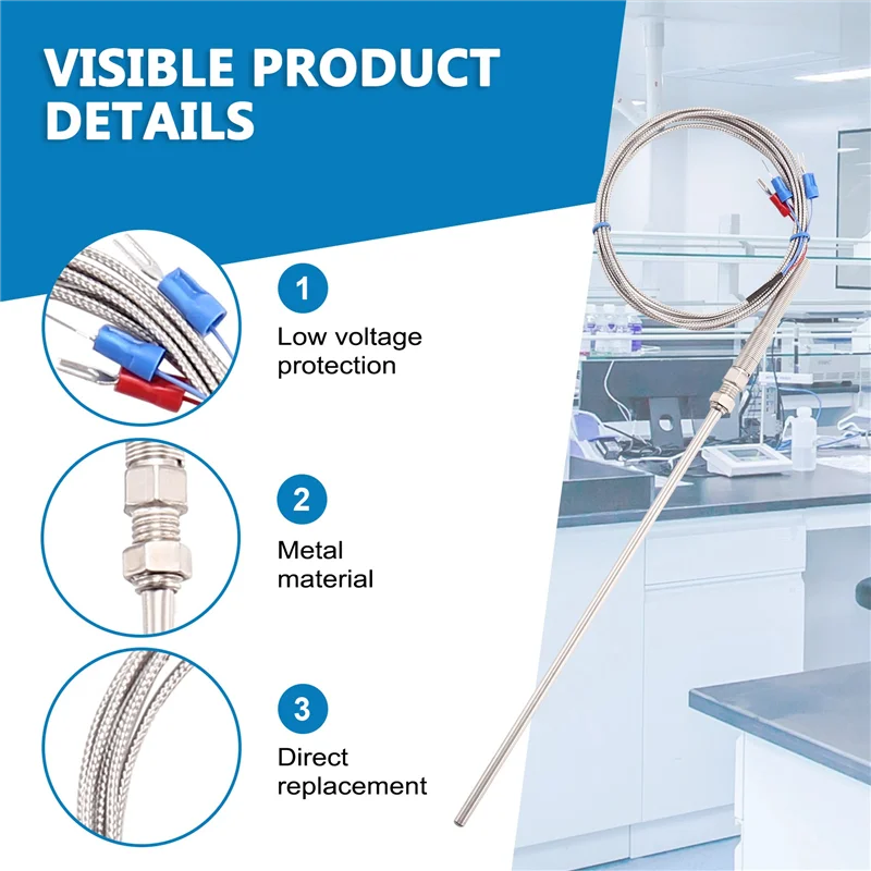 ABGI-0-400C PT100 Тип 5 мм х 50 мм Регулятор температуры Зонд термопары 2 метра